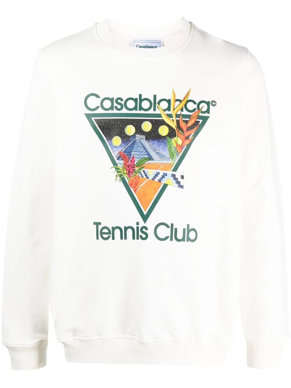 La sudadera Tennis Club de Casablanca muestra la defensa de la est�tica deportiva por parte de la marca. Confeccionado en punto loopback de algod�n org�nico, est� decorado con uno de los estampados gr�ficos caracter�sticos de la marca que resalta sobre el fondo blanco.