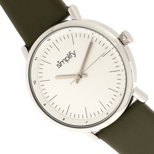 Polished Alloy Case; Quality Japanese Quartz Movement; Non-Glare Scratch-Resistant Mineral Crystal; Logo-Engraved Stainless Steel Caseback; Genuine Leather Strap; Logo-Engraved Stainless Steel Clasp; 39mm Case Diameter; 3ATM Water Resistance;