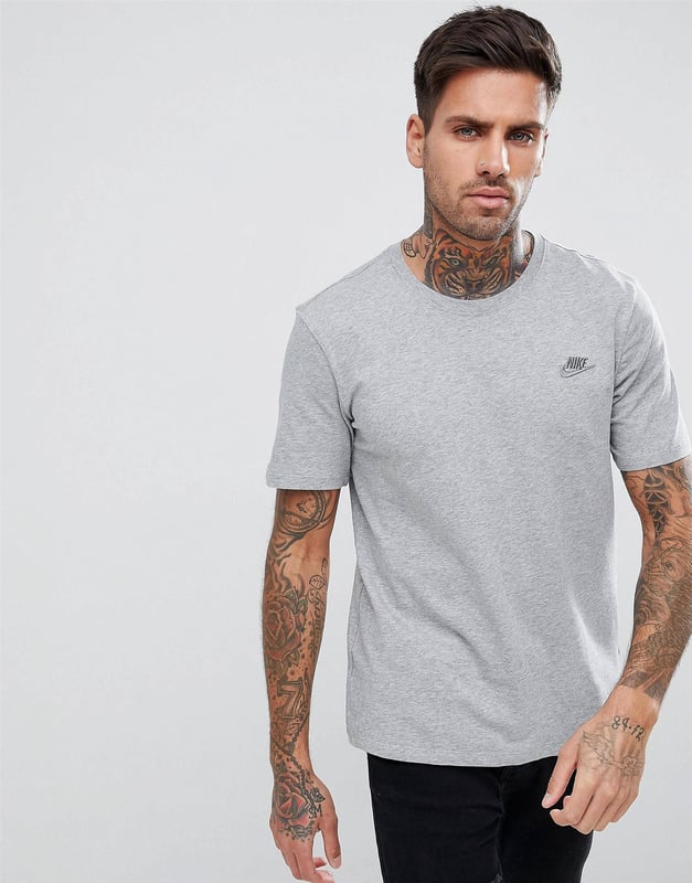 Nike Crew Neck Club Mens T Shirt.     
Cotton Jersey Tee.     
Ribbed Crew Neck and Short Sleeves.     
Embroidered Swoosh and Nike Logo.          
Standard Fit for A Relaxed, Easy Feel.