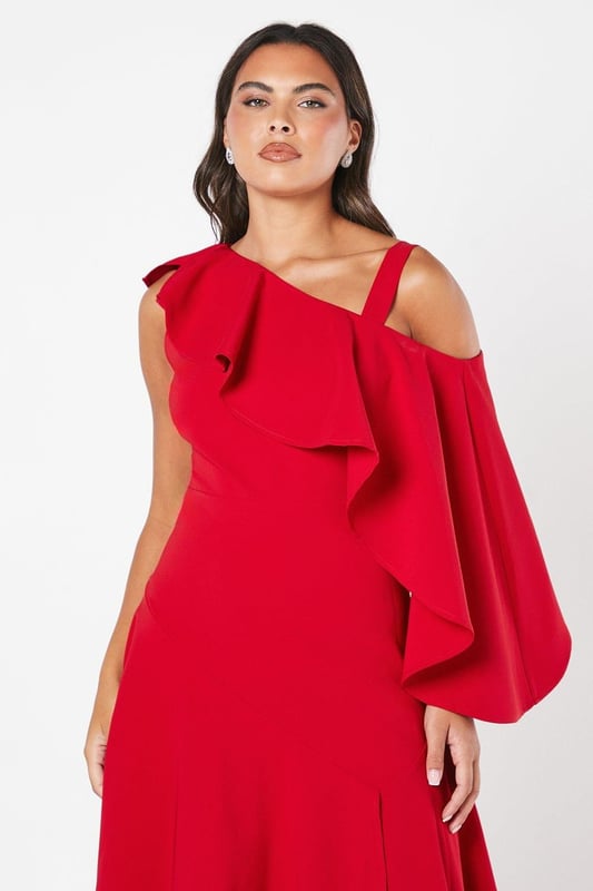 short red fit and flare dress Red Peplum Short Dress With Lace Back main image 1