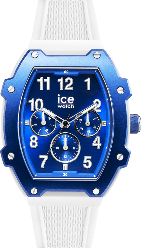 This Ice Watch Ice Boliday - White Blue Multi Dial Watch for Unisex is the perfect timepiece to wear or to gift. It's White  Tonneau case combined with the comfortable White Silicone watch band will ensure you enjoy this stunning timepiece without any compromise. Operated by a high quality Quartz movement and water resistant to 3 bars, your watch will keep ticking. Immerse yourself in the world of ICE boliday. This Multi Dial watch has a calendar function: Day-Date , 24-hour Display , Luminous Hands and Luminous Numbers High quality 20 cm length and 21 mm width White Silicone strap with a Buckle Case measurement: 40 X 52 mm,case thickness: 12 mm, case colour: White and dial colour: Blue