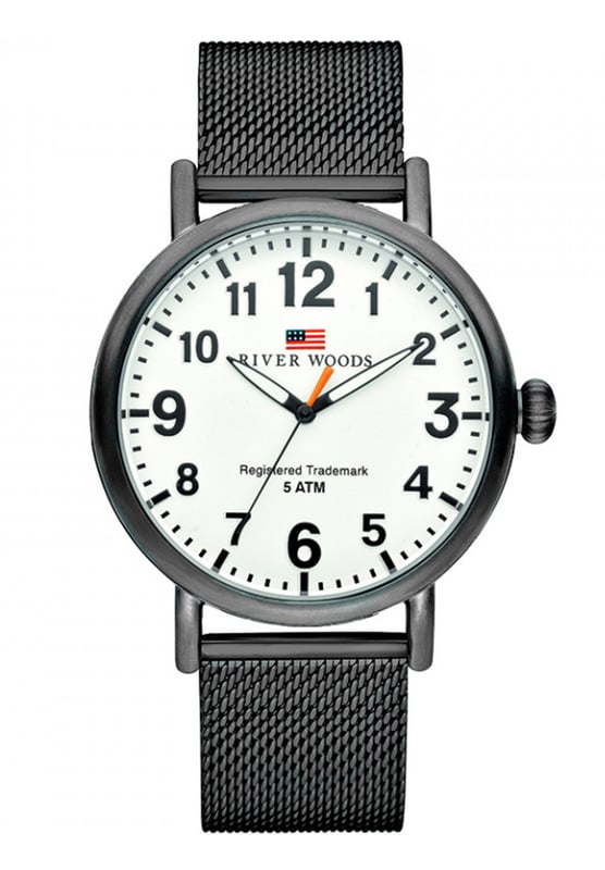 This River Woods Sacramento Analogue Watch for Men is the perfect timepiece to wear or to gift. It's Black 42 mm Round case combined with the comfortable Black Stainless steel watch band will ensure you enjoy this stunning timepiece without any compromise. Operated by a high quality Quartz movement and water resistant to 5 bars, your watch will keep ticking. This watch has a Milanese strap it's the best choice for your relatives and friends -This Analogue watch has a function: Luminous Hand High quality 21 cm length and 20 mm width Black Stainless steel strap with a Fold over clasp Case diameter: 42 mm,case thickness: 9 mm, case colour: Black and dial colour: White