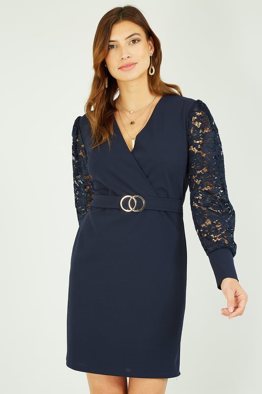 green emerald velvet dress Navy blue dress with gold turn button and black belt