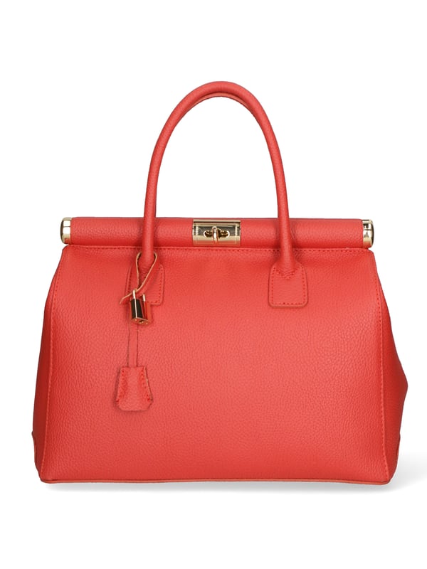 Bolso de mano de mujer de dos compartimentos con bandolera extraíble. Producto artesanal italiano en piel genuina dólar. Hecho en Italia