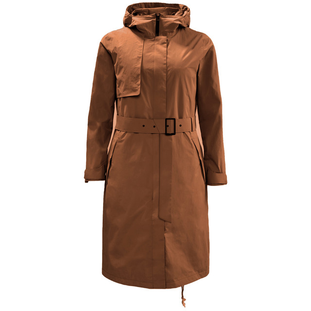 Jack Wolfskin Tech Lab Zip Up Hooded Brown Womens Trench Coat 1113161 5090