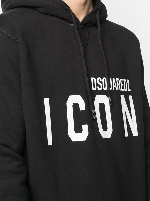 【関税/送料無料】D SQUARED2*Icon-Printed Drawstring Hoodie DSQUARED2 Icon Scribble-print Cotton Hoodie | Black | FARFETCH