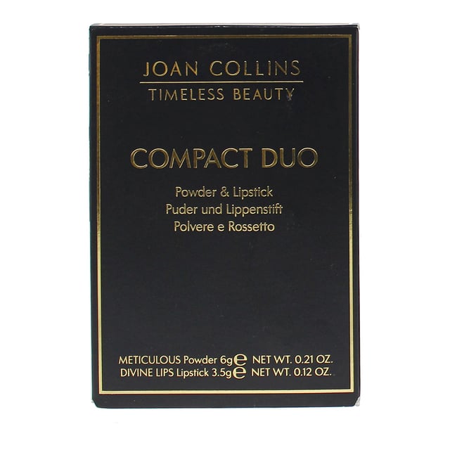 This beautifully designed compact duo brings the two ultimate make up essentials together - Meticulous Skin Perfecting Powder evens tone, regulates shine, hydrates and fills fine lines to make the skin look fabulous and a super hydrating, highly pigmented Divine Lips lipstick to add colour and protect the lips. Unique, elegant compact with mirror in lid and a powder puff..