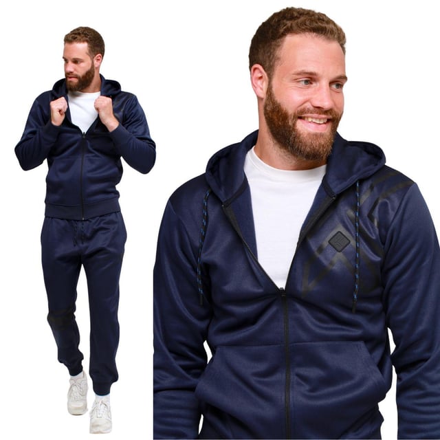 This is the Men’s 2-Button Suit Tracksuit. A perfect tracksuit that showcases modern designs, the attire is appropriate for the gym, exercise, sporting events, and even at leisure. The adjustable hoodie has a drawstring, which can be used to fit it to the head, as well as a zip in the front for easier wearing. The set is accompanied by joggers, which have a tapered look but allow for the easy movement of legs due to the elastic waist and cuffed ankles. This sturdy fabric is designed to breathe easily, providing comfort all day long, even when being active. This active wear suit is great because it is smart casual for the gym, for sports, for going outdoor, or simply staying indoors. Comes in different sizes to fit different body shapes.