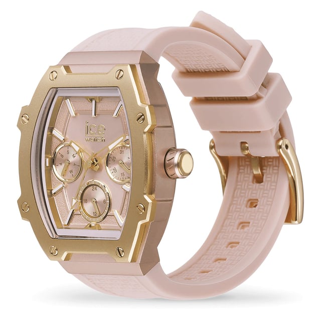 This Ice Watch Ice Boliday - Creamy Nude Multi Dial Watch for Women is the perfect timepiece to wear or to gift. It's Multicolour  Tonneau case combined with the comfortable Pink Silicone watch band will ensure you enjoy this stunning timepiece without any compromise. Operated by a high quality Quartz movement and water resistant to 5 bars, your watch will keep ticking. This watch with a super soft silicone strap, will add a flash of vibrant style to all your outfits!  This Multi Dial watch has a calendar function: Day-Date , 24-hour Display , Luminous Hands and Luminous Numbers High quality 19 cm length and 19 mm width Pink Silicone strap with a Buckle Case measurement: 35 X 45 mm,case thickness: 11 mm, case colour: Multicolour and dial colour: Pink