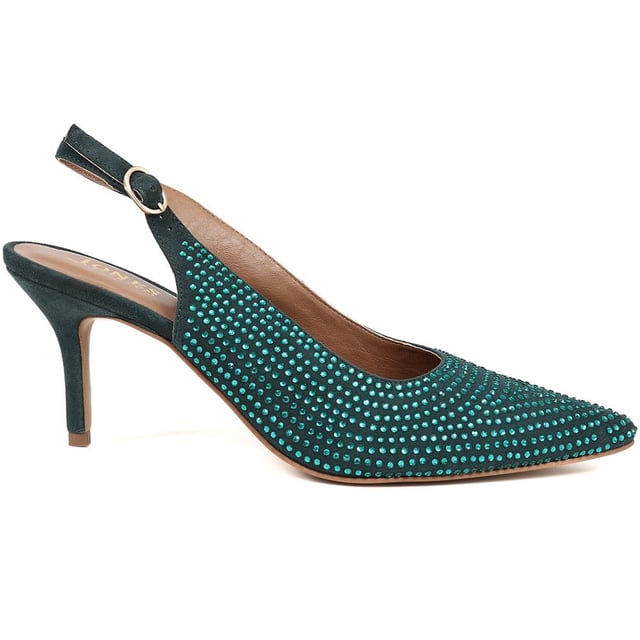 RSVP to every event with slingbacks that shine. Timeless tailoring meets a cascade of jewels, ensuring you're the talk of every toast. With full leather linings, comfort dances seamlessly with show-stopping style.