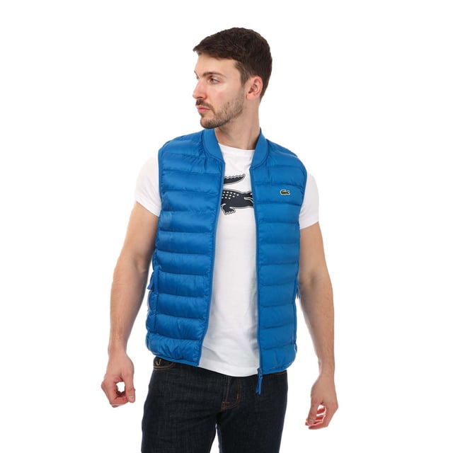 Men s Lacoste Water Repellent Puffer Vest in Blue