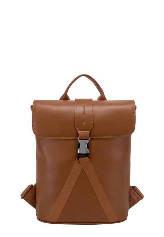 This contemporary style is perfect for those seeking practicality with style. Crafted with smooth leather, the bag oozes premium quality with a flap over front with gunmetal clip buckle and a leather grab handle. The premium nylon webbing shoulder straps are adjustable, providing comfort for the wearer as well as being durable. Inside reveals signature Smith & Canova lining and zip and fold pockets for any valuables. The exterior features a Smith & Canova debossed logo as well as an extra zip pocket. Features: , Smooth leather, Smith and Canova debossed logo, Flapover front with clip buckle fastening and nylon webbing, Gunmetal hardware, Leather grab handle, Adjustable premium nylon webbing shoulder straps, Smith and Canova signature lining, Internal zip and fold pockets, Padded 9 inch tablet slip pocket with Velcro tab fastening, External vertical zip pocket on the back, Smaller size Style Ref: 93056 TAN
