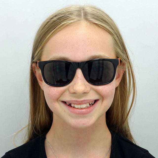 Smarty Rectangle Kids Black Orange Grey X2133  Sunglasses Equip your child with stylish and reliable protection with SMARTY Designer Sunglasses model X2133A, perfect for youths aged 7 to 11 years old. These rectangular-shaped sunglasses feature a sleek black frame with vibrant orange plastic arms and grey lenses, offering superior UV protection and a bold, modern look. The X2133A model combines trendy design with youth-friendly comfort and durability, making them ideal for any outdoor adventure. Available at an unbeatable discount from the regular retail price, these designer sunglasses provide exceptional quality and value. Give your child the perfect blend of style and safety with SMARTY sunglasses.