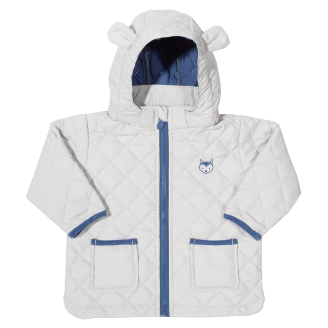 New! Our brand new soft grey mini country coat is a great option for all those little ones out there. With a useful detachable hood and quilted effect fabric style, it offers a wonderful layer for small people. Featuring front pockets, cord trims and bindings and a cute fox face embroidery to the chest this coat really does offer everything.
