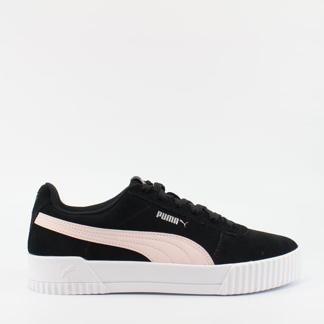 Puma Carina Black Leather Womens Lace Up Trainers 369864 11