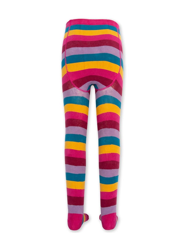 90% organic cotton 8% polyamide 2% elastane | Proud to be certified by Control Union to the Global Organic Textile Standard (GOTS) | Rainbow heart seat design up to size 2-4y (no seat design from size 4-6y +) | Rainbow knitted stripe on legs | Pink ribbed waistband | Made in Turkey | Machine washable at 40 degrees, or at 30 degrees to be kinder to the planet