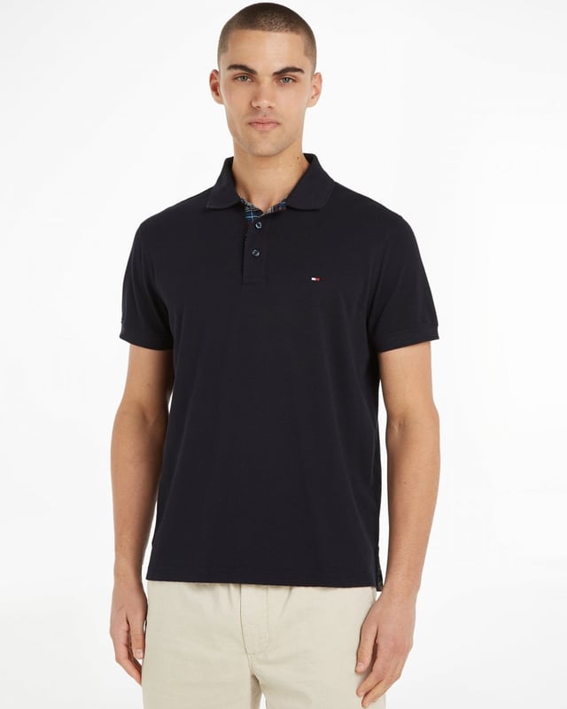 Check placket 2025 cotton polo shirt