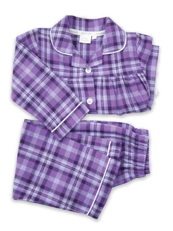 Girls Lilac and Purple Check Traditional Winter Pyjama Set. 

A timeless check is given the Mini Vanilla touch using lilac and purple tones in our kids pyjama set. Made from super-soft and cosy, brushed 100% cotton, the PJ set is trimmed in white cotton. The long-sleeved top has an open collar and fastens with engraved buttons. Fully elasticated at the waist the trousers have a comfy fit.

Our pure-cotton check pyjamas are a beautiful-quality addition to their nightwear collection. Our cotton flannel is brushed, making it unbeatably soft and cosy against the skin and plush to the touch. A great PJ gift for girls too!

Features
Button-through long-sleeved top
Classic Brushed Check Fabric
Contrast piping along collar and cuffs
Elasticated waistband
100% soft brushed Cotton
Machine Washable
Front pockets
Engraved pearl effect buttons