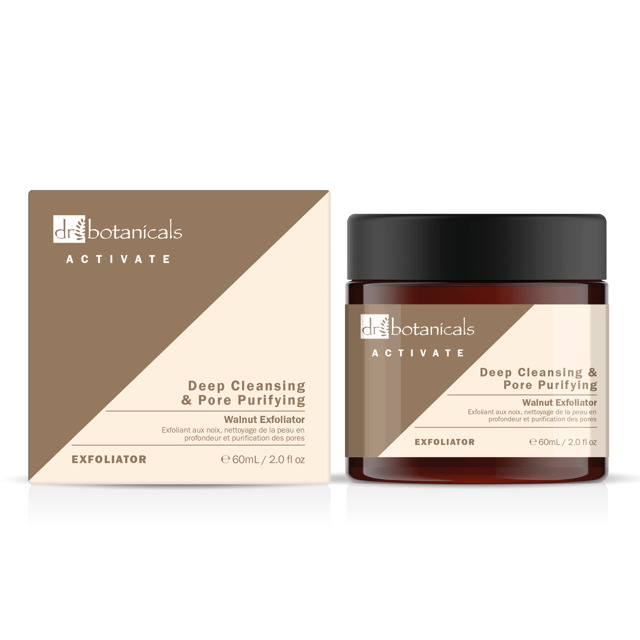 - Gentle and effective exfoliation for brighter skin
- Minimizes the appearance of pores
- Leaves skin dewy, glazed, and plumped

Dr Botanicals Activate Deep Cleansing And Pore Purifying Walnut Exfoliator is a clean beauty formula that combines the power of walnut shell powder, coffee seed extract, and grape seed oil to gently exfoliate and purify the skin. This organic and natural exfoliator brightens and smooths the skin's texture, while also minimizing the appearance of pores. It leaves the skin looking dewy, glazed, and plumped, while maintaining a healthy and calm complexion.