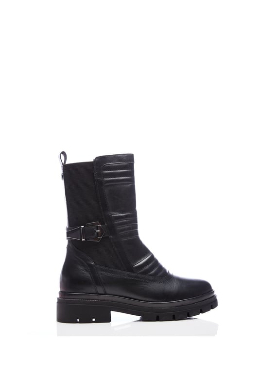 Raelyn Black Leather Biker Boots