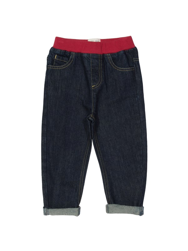 These have got to be the comfiest jeans ever. With a soft rib elasticated waistband in contrast cherry red and tuned up cuffs they really are the business. To give these jeans a soft and lived in look we have washed them in natural enzymes that come from apples. Combine them with any of our bright and fun t-shirts for a lovely Kite look which is comfy, colourful and stylish.