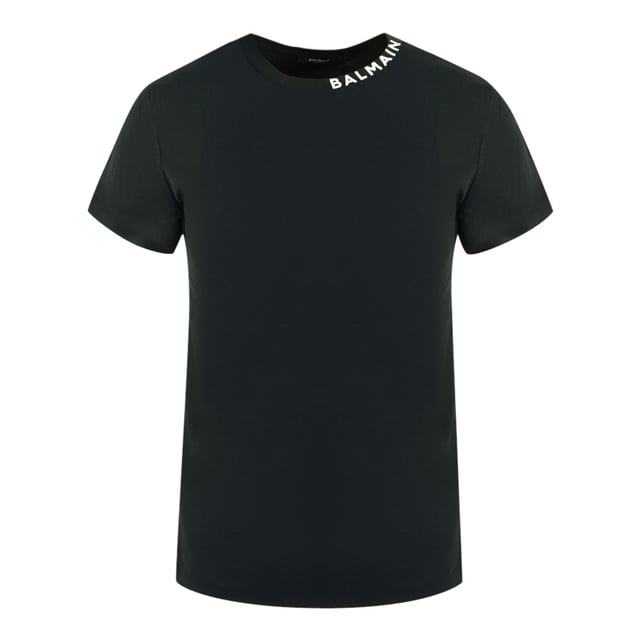 Balmain Bold Logo am Kragen Schwarzes T-Shirt