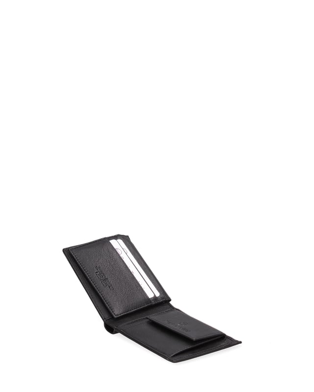 Cartera de hombre. El cierre está ausente. Los bolsillos internos son tarjeteros. Los bolsillos externos están ausentes. Falta la correa para el hombro. Falta el mango. Hay un compartimento interno. El material exterior es 100% Piel Auténtica. Internamente no está forrado. Medidas: 11x9x2 cm. Producto de moda