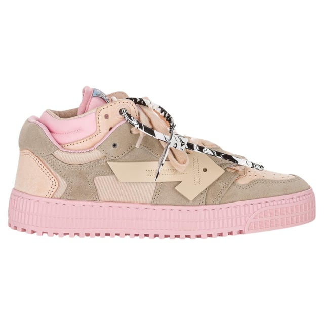 Off White Sneakers Leren Roze Trainers Leren Sneaker, Streetwear, Zwevende Pijl, Low-Top vetersluiting, Off-White tag, Roze/Grijs Schoen 100% Leer OWIA181S21FAB0013005