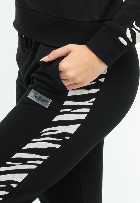 Tom Barron Damen Stilvoller Trainingsanzug-Set mit Zebrastreifen