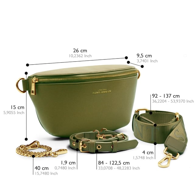 Cross-body bag - Inside pocket - Inside fabric lining - Supplied with 2 adjustable shoulder straps - 1 thin leather strap, 1 wide nylon strap with ATELIERS SAINT GERMAIN logo. - Outside credit card pocket - Logo ATELIERS SAINT GERMAIN - Zipped closure - Grained leather finish