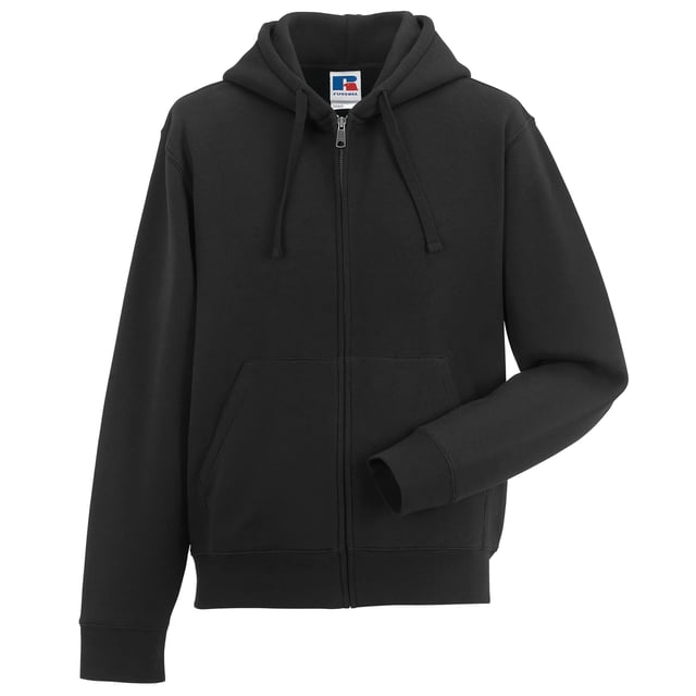 Russell Mens Authentic Full Zip Hooded Sweatshirt Hoodie Black