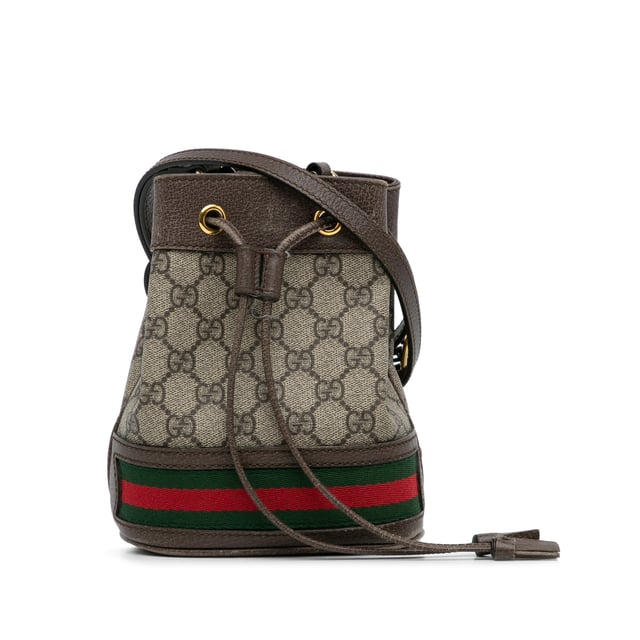 Vintage Gucci Mini GG Supreme Ophidia Bucket Bag Brown