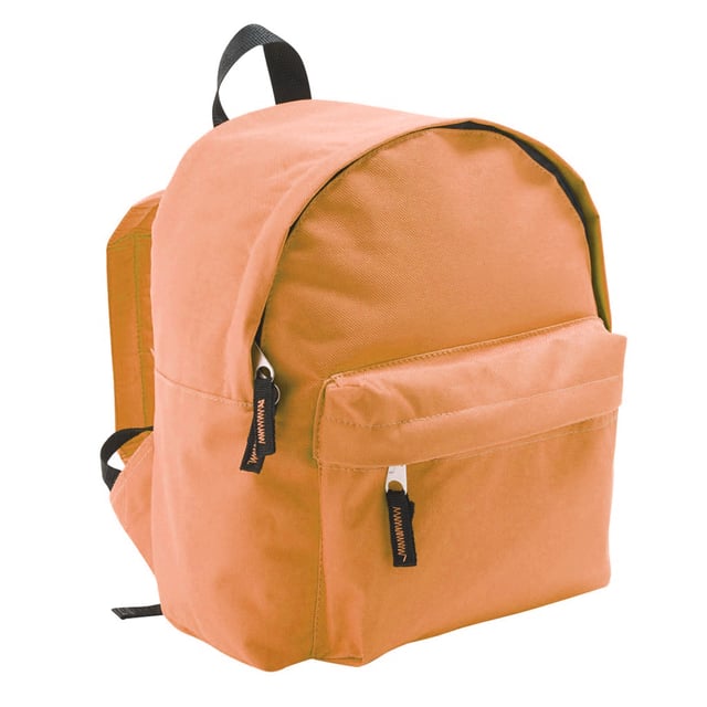 Zipped main compartment. Zipped front pocket. Nylon carry handle. Adjustable padded and reinforced straps. Padded back. Material: 600D polyester. Dimensions: 30 x 25 x 12 cm.