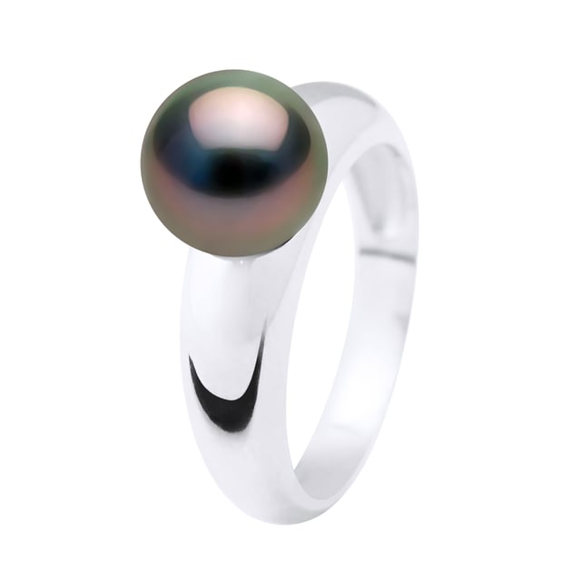 Ring Bulk - Äkta odlade TAHITI-pärlor runda 9-10 mm - Silver 925 Rhodiumpläterad - tillgänglig Storlek jämna nummer från 48 till 62 - Levereras i låda och med sitt äkthetscertifikat och internationella garanti - MADE IN FRANCE