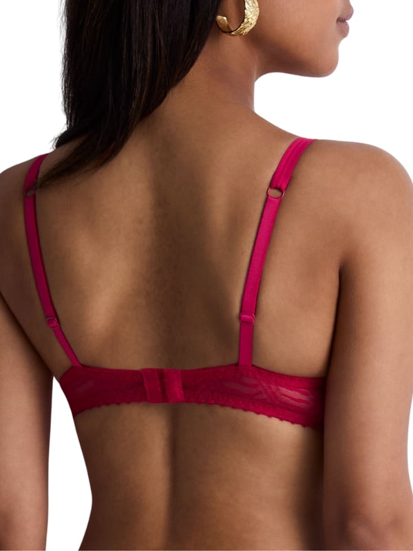 Aubade Vibes Half Cup  Bra. Underwired half cup bra with non padded demi shaped cups, sheer embroidered cups, front keyhole detail and matching briefs available. This product is recommended as hand wash only.