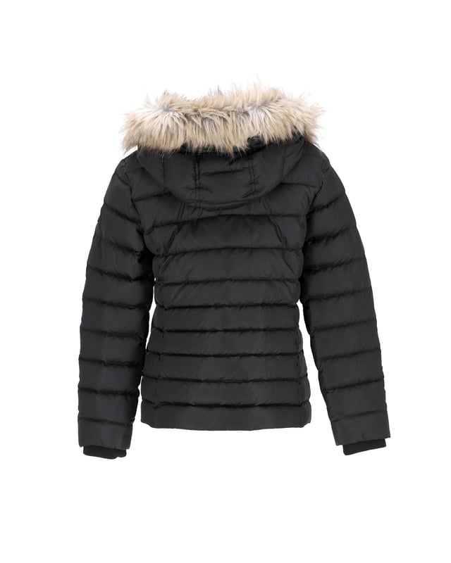 Tommy Hilfiger Womens Essential Hooded Down Jacket in Black Polyester