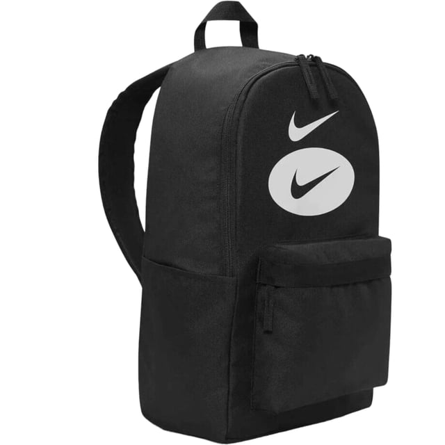 Grab your gear and hit the road in style. An accessory from the Swoosh League collection, the Nike Heritage backpack features printed Swooshes and two zippered pockets so you can neatly store your belongings while keeping them close at hand. This product is made with at least 65% recycled polyester fiber. Large main compartment for easy access to your belongings, and interior pocket to store a laptop up to 15 inches. Additional zip compartments for organized, secure and convenient storage of your keys, wallet and phone. Densely woven polyester for a secure fit. Padded back and shoulder straps for added comfort. 25 Litre
43cm H x 30cm W x 15cm D (approx)