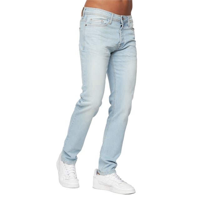 98% Cotton, 2% Elastane. Fabric: Twill. Design: Plain. Pockets: 2 Side Pockets, 2 Back Pockets, 1 Coin Pocket. Fastening: Button, Zip Fly. Fit: Slim. Branded Buttons.