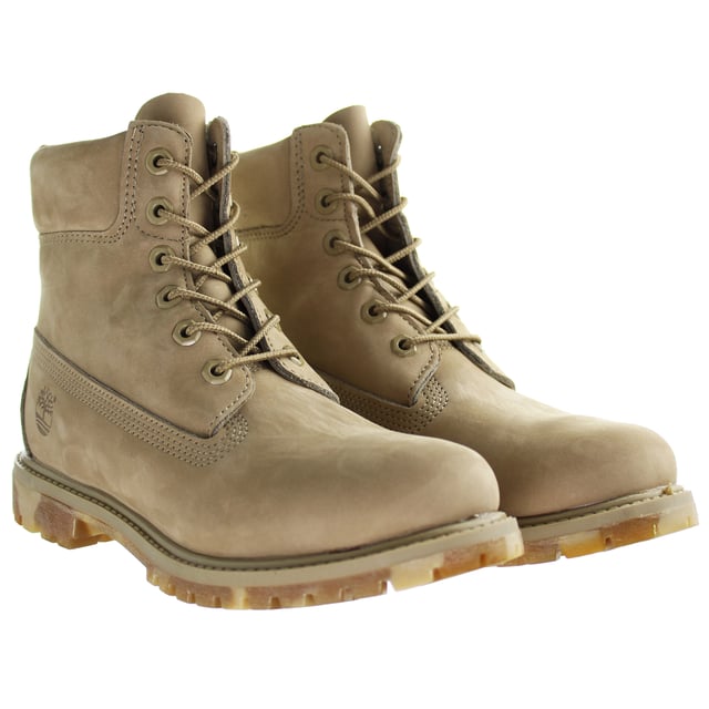 Timberland Premium de 6 pulgadas Lace-Up Beige Nubuck Leather Boots para mujer A148U W/L