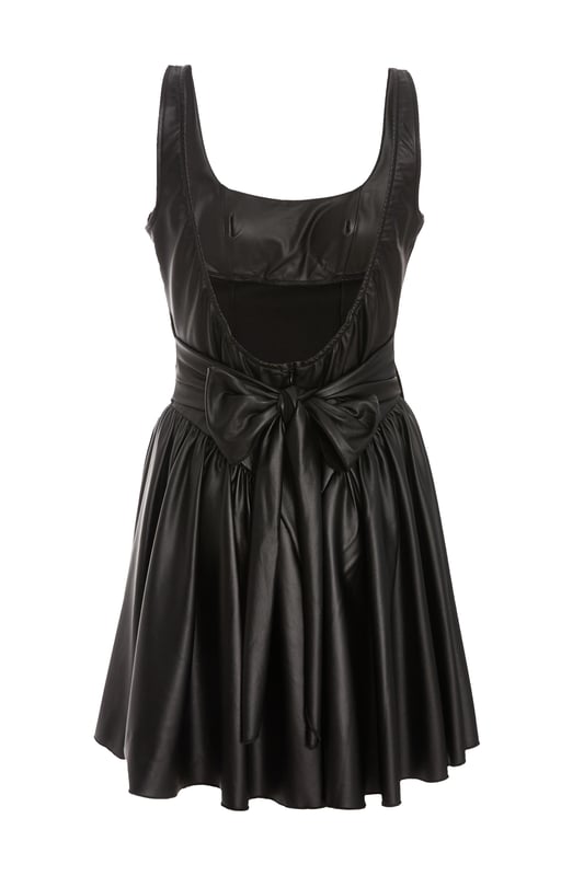 faux leather dress amazon Black Vegan Leather Mini Dress