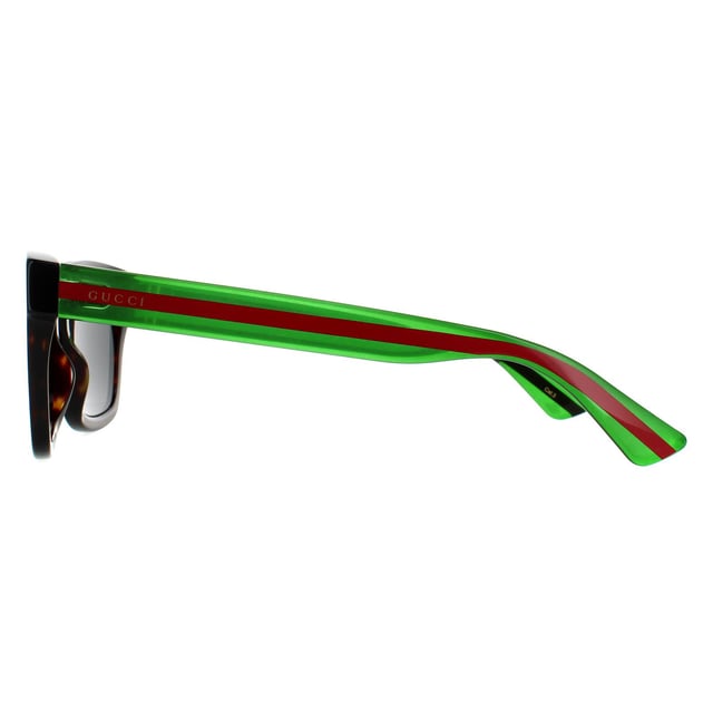 Gucci Rectangle Mens Havana Green Grey Grey Sunglasses Gucci have a smart square style frame crafted from thick acetate. Versatile and easy to wear for any occasion with Gucci text branding on each temple..