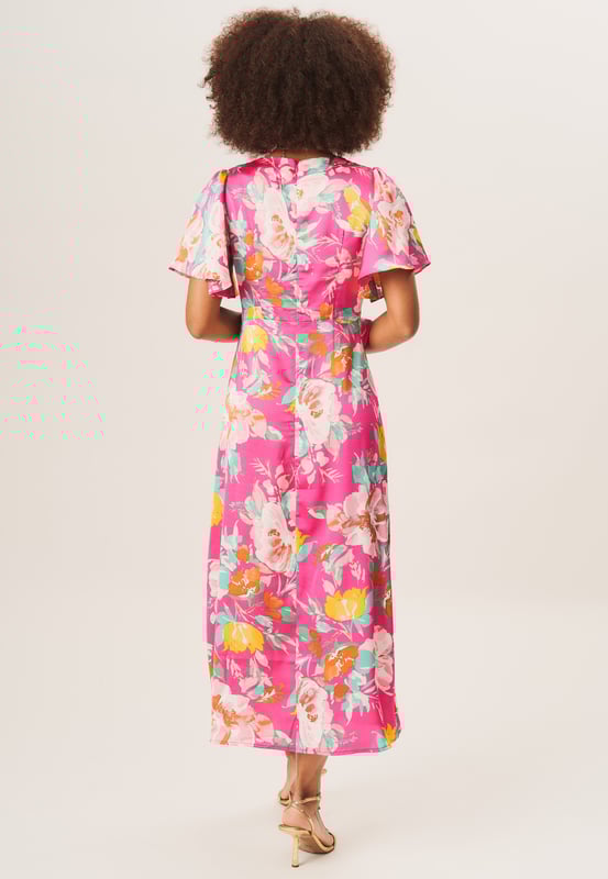 Floral Robe Motif Ange Robe Midi à Imprimé Floral Et Manches Ange