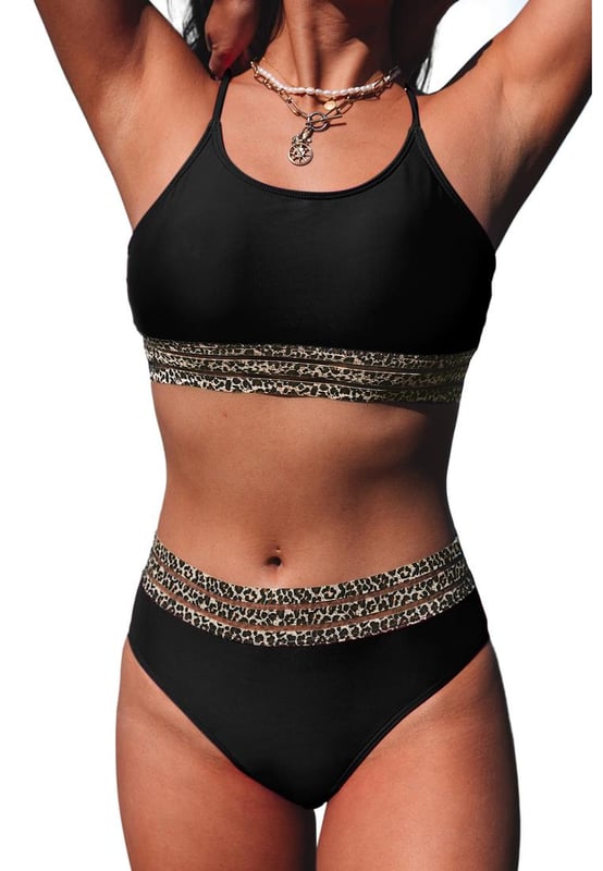 Bañador de bikini de 2 piezas con estilo y a la moda, estampado de leopardo rosa con detalles de trim de malla  
Estampado único de leopardo rosa con detalles de malla  
Incluye tanto la parte superior como la inferior para un look completo  
Fabricado con materiales de calidad  
Ajuste cómodo  
Perfecto para relajarse junto a la piscina o disfrutar de un día de playa  
Diseño llamativo
