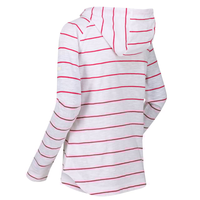 Material: 100% Polyester. Soft-wearing coolweave fabric hoodie with drawcord adjusters. Asymmetric button placket.