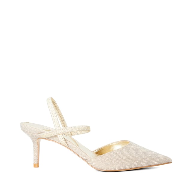 Dune Ladies Classical - Stiletto Heeled Courts Revamp your occasion edit with our Classical courts. Set on a medium stiletto heel, this design is certain to become the focal point of your ensembles. Detailed with an elasticated slingback for a comfortable fit, this point-toed silhouette will refresh your looks in an instant.