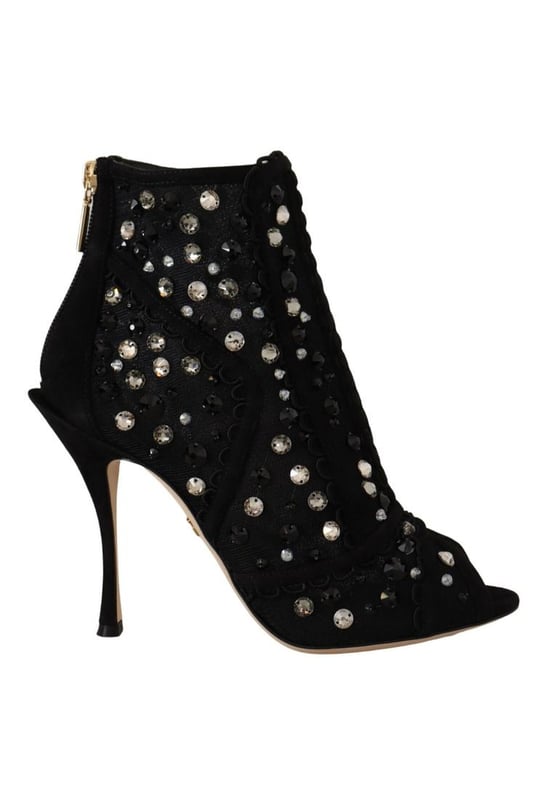 Dolce & Gabbana Women's Black Crystals Heels Zipper Short Boots Shoes Brand: Dolce & Gabbana
Model: Short boots
Colour: Black
Material: 79% Nylon 15% Leather 5% Viscose 1% Polyester
Sole: Leather
Logo details
Quality and comfort
Made in Italy
Material: 79% Nylon 15% Leather 5% Viscose 1% Polyester