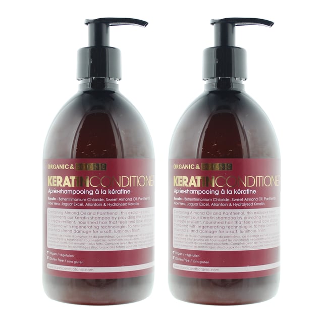 Organic and Botanic Keratin Conditioner is designed to nourish and strengthen your hair, leaving it looking and feeling healthy, silky-smooth, and full of vitality. Infused with natural, organic ingredients, this conditioner is specially formulated to target damaged hair and provide intense hydration and restoration. This conditioner is enriched with keratin, a vital protein that makes up the structure of hair. It helps strengthen and repair damaged strands, leaving them smoother, shinier, and more resilient. The conditioner delivers a surge of moisture to parched and brittle hair. It replenishes and locks in essential hydration, restoring the hair's natural balance and promoting a lustrous, healthy appearance. With regular use, this conditioner helps control frizz and flyaways, providing a sleek and manageable texture. It leaves your hair looking beautifully smooth and polished. The keratin-infused formula imparts a natural, radiant shine to your hair, enhancing its overall luster and vibrancy. This conditioner is crafted with a blend of organic and natural botanicals, free from harsh chemicals, sulfates, and parabens. It is gentle on your hair and scalp, making it suitable for all hair types, including sensitive scalps. The conditioner works to fortify hair strands, reducing breakage and split ends. It helps restore hair to its optimal condition, promoting long-term hair health. This product is not tested on animals, and its formulation is mindful of the environment, making it a conscious choice for eco-conscious consumers. Whether you have straight, wavy, curly, or coily hair, Organic & Botanic Keratin Conditioner is suitable for all hair types and textures, providing universal benefits for improved hair health.