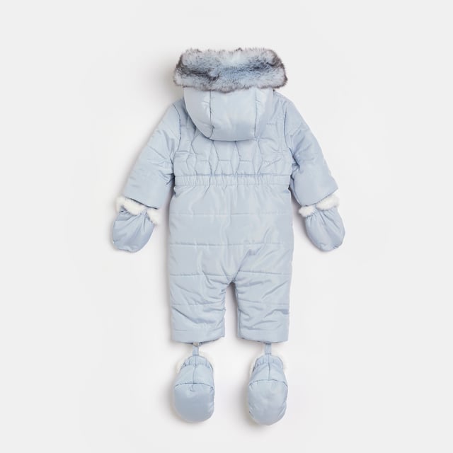 River Island Baby Boys Set Blue Hooded Snowsuit with Booties