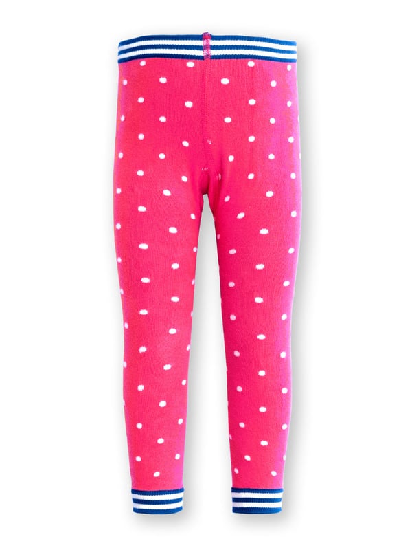 90% organic cotton 8% polyamide 2% elastane | Proud to be certified to the Global Organic Textile Standard (GOTS) | Pink dot design on legs | Ladybird seat design up to size 2-4y (no seat design from size 4-6y +) | Full length | Contrast cuffs and waistband | Made in India | Machine washable at 40 degrees, or at 30 degrees to be kinder to the planet