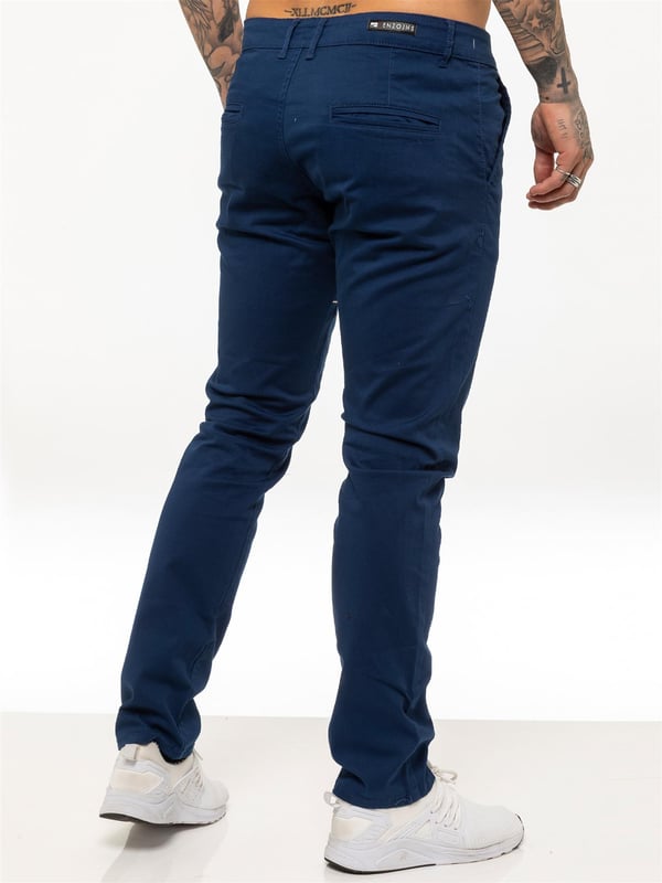 Indulge in the ultimate comfort and style with our ENZO Mens Designer Skinny Fit Chino Pants. Featuring a sleek zip fly fastening, two front pockets, two back welt pockets, and the signature Logo Branding on the Back Waist Patch